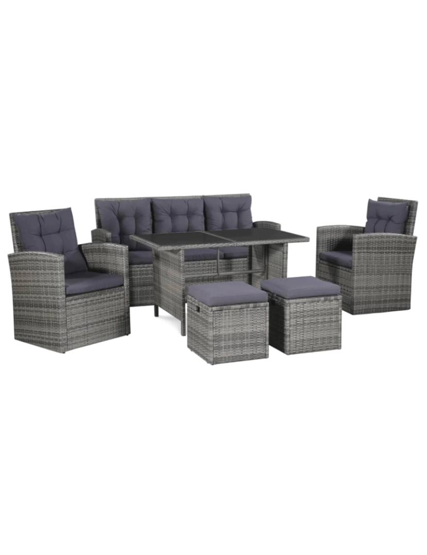 Vidaxl - vidaXL 6 pcs conjunto lounge de jardim c/ almofadões vime PE cinzento