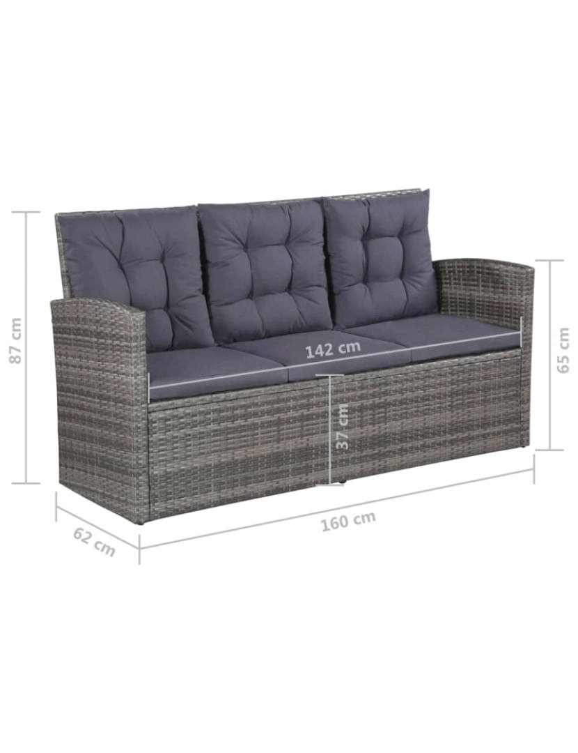 imagem de vidaXL 6 pcs conjunto lounge de jardim c/ almofadões vime PE cinzento11