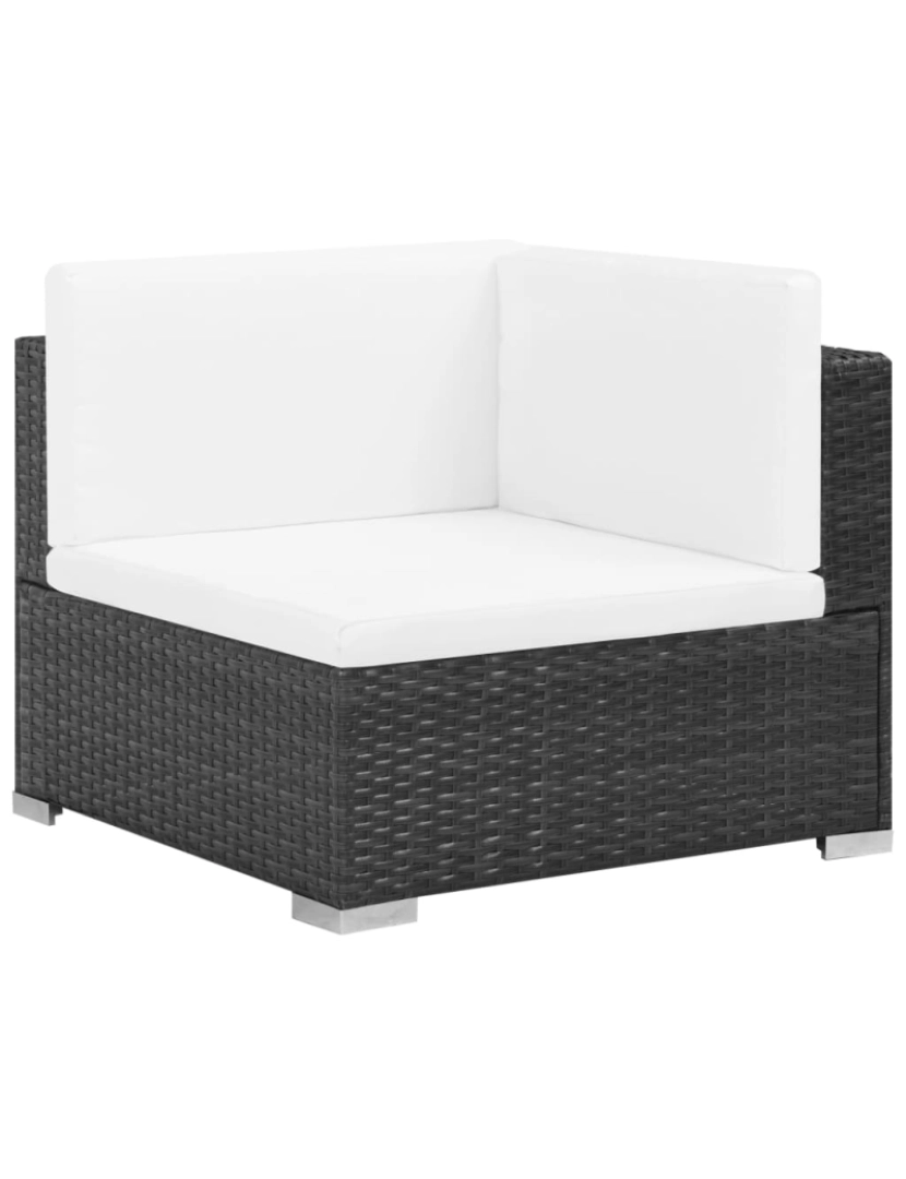 imagem de vidaXL 6 pcs conjunto lounge de jardim c/ almofadões vime PE preto4