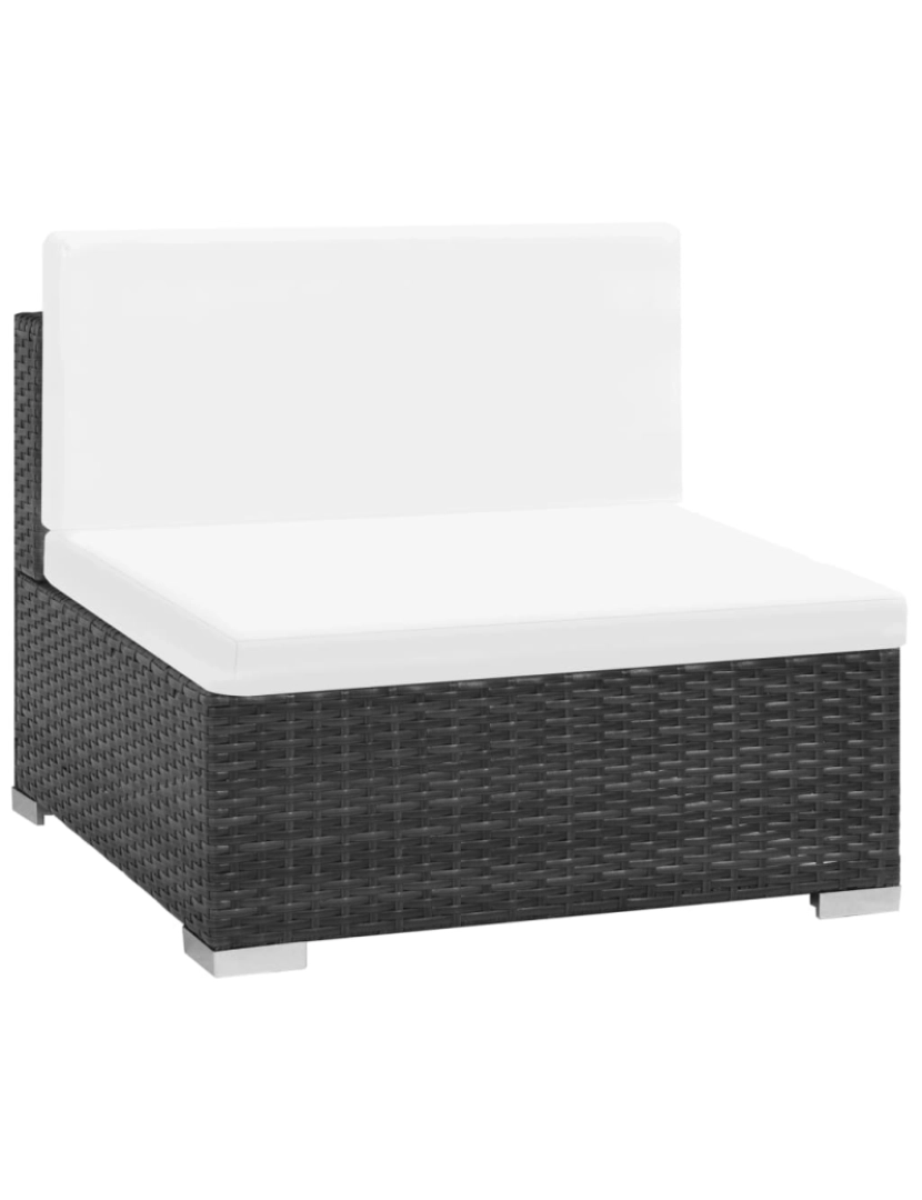 imagem de vidaXL 6 pcs conjunto lounge de jardim c/ almofadões vime PE preto5