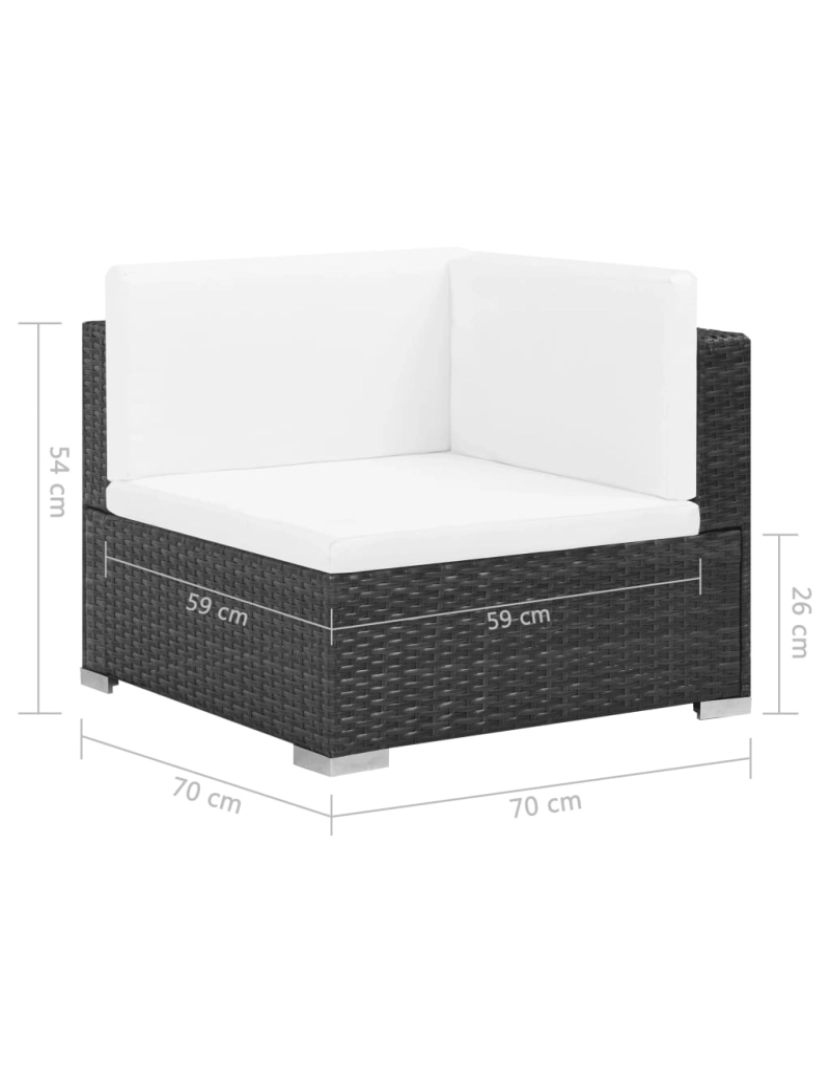 imagem de vidaXL 6 pcs conjunto lounge de jardim c/ almofadões vime PE preto9