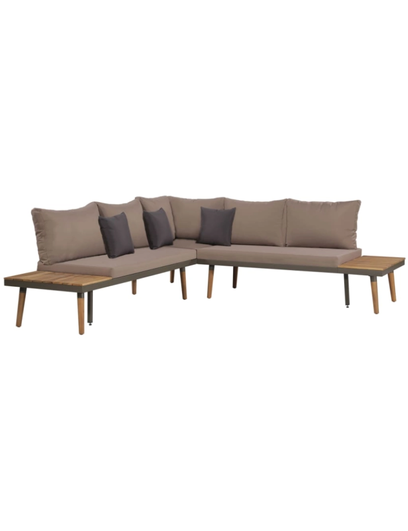 imagem de vidaXL 4 pcs conj. lounge jardim c/ almofadões acácia maciça castanho3