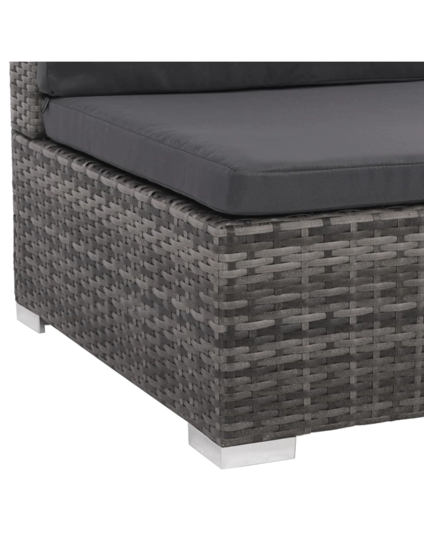 imagem de vidaXL 6 pcs conjunto lounge de jardim c/ almofadões vime PE cinzento6