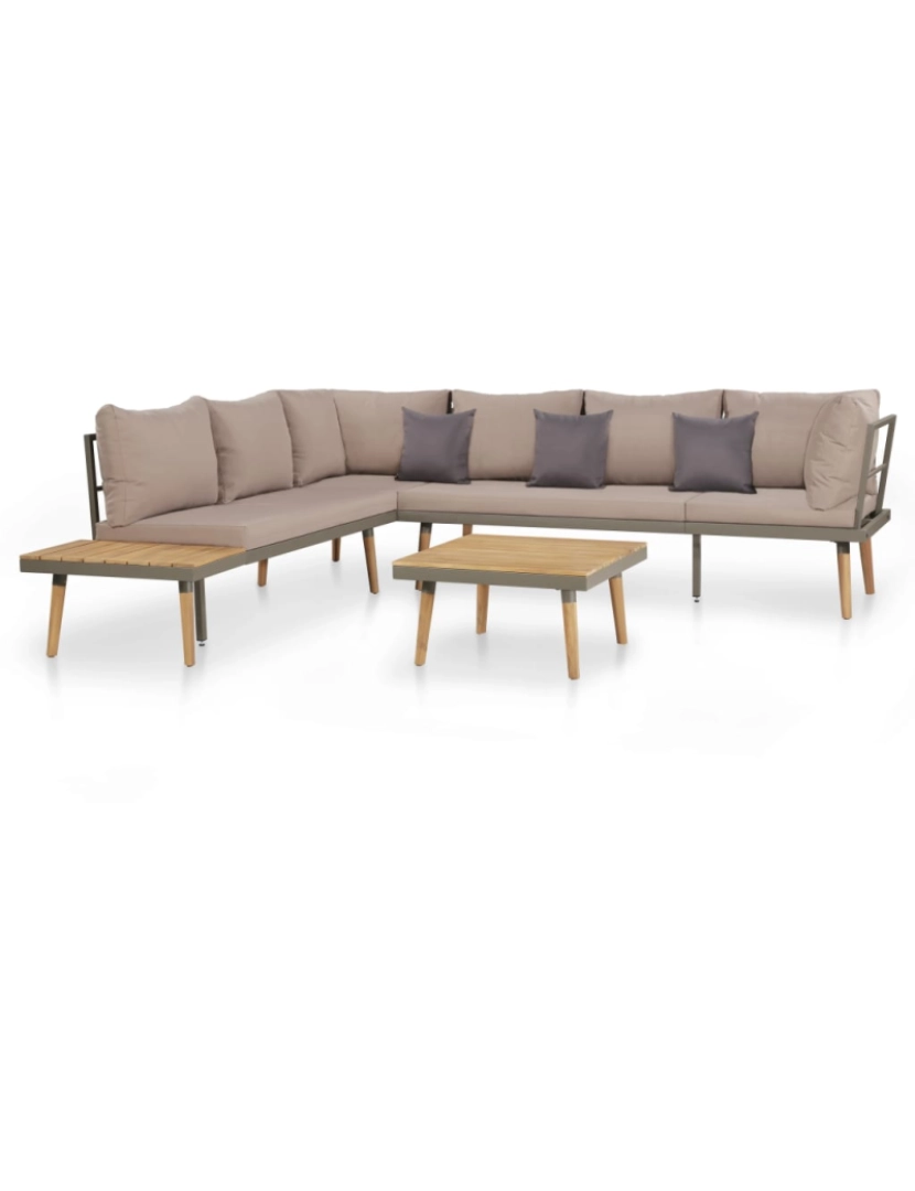 imagem de vidaXL 4 pcs conj. lounge jardim c/ almofadões acácia maciça castanho2