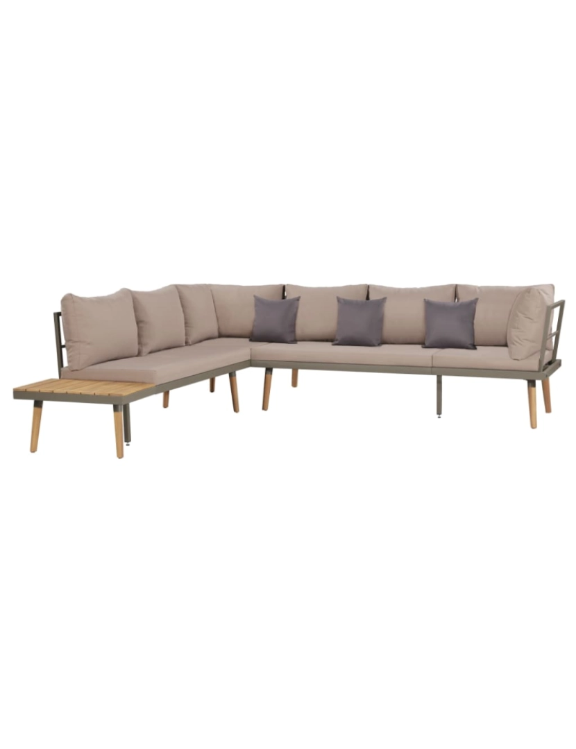 imagem de vidaXL 4 pcs conj. lounge jardim c/ almofadões acácia maciça castanho3