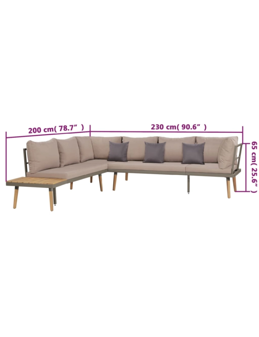 imagem de vidaXL 4 pcs conj. lounge jardim c/ almofadões acácia maciça castanho8