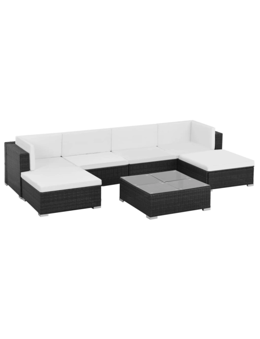 Vidaxl - vidaXL 7 pcs conjunto lounge de jardim c/ almofadões vime PE preto