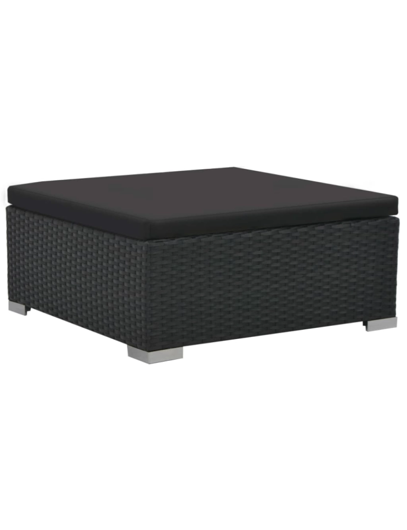 imagem de vidaXL 6 pcs conjunto lounge de jardim c/ almofadões vime PE preto10