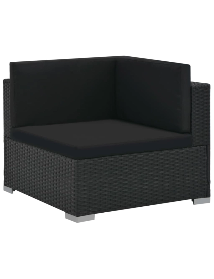 imagem de vidaXL 6 pcs conjunto lounge de jardim c/ almofadões vime PE preto11