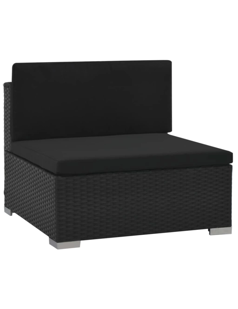 imagem de vidaXL 6 pcs conjunto lounge de jardim c/ almofadões vime PE preto7