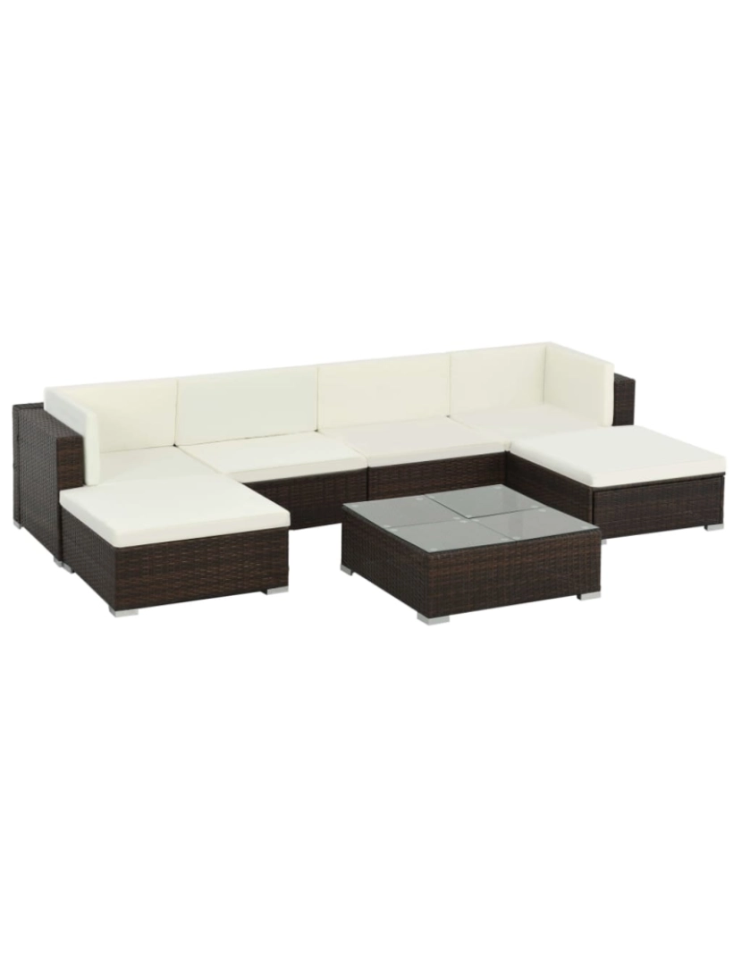 Vidaxl - vidaXL 7 pcs conjunto lounge jardim c/ almofadões vime PE castanho