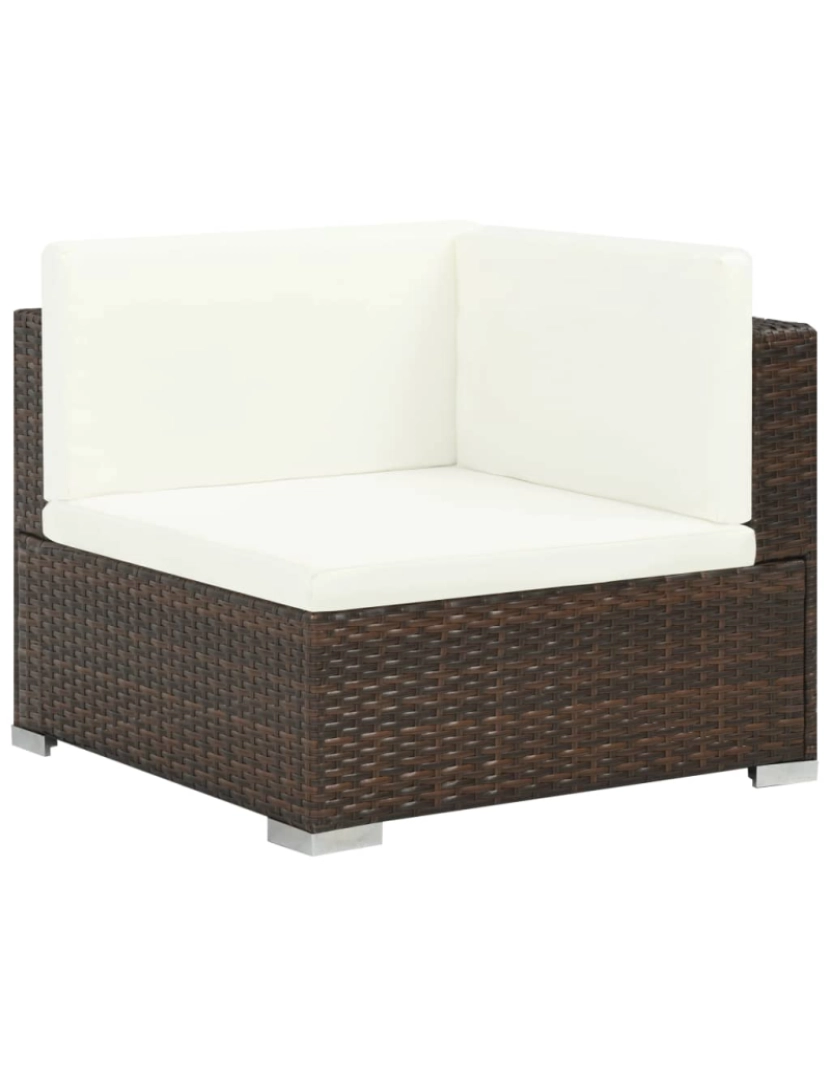 imagem de vidaXL 7 pcs conjunto lounge jardim c/ almofadões vime PE castanho3