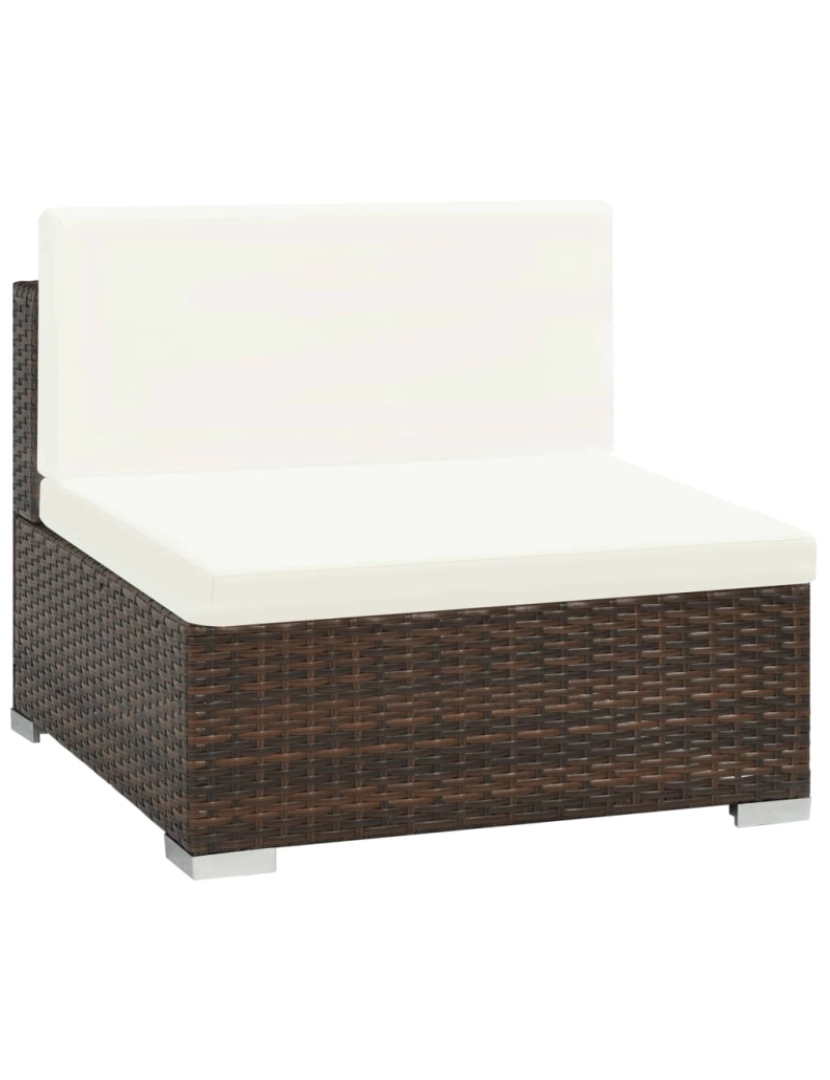 imagem de vidaXL 7 pcs conjunto lounge jardim c/ almofadões vime PE castanho4