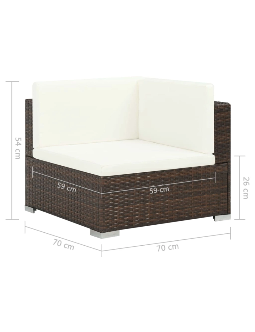 imagem de vidaXL 7 pcs conjunto lounge jardim c/ almofadões vime PE castanho7