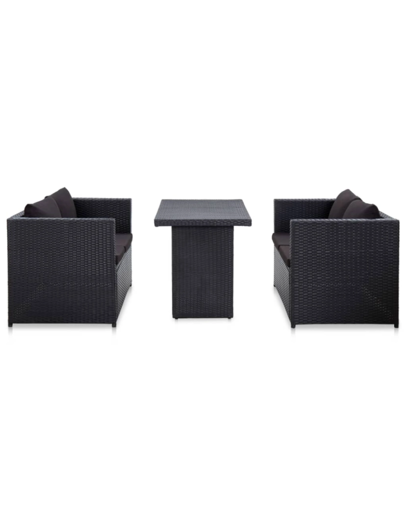 Vidaxl - vidaXL 3 pcs conjunto lounge de jardim c/ almofadões vime PE preto