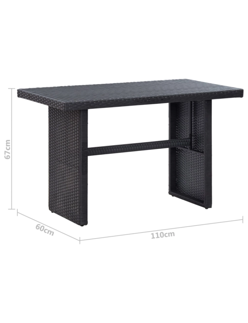 imagem de vidaXL 3 pcs conjunto lounge de jardim c/ almofadões vime PE preto10