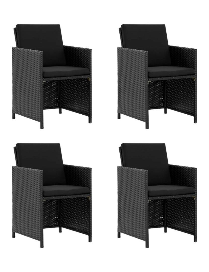 imagem de vidaXL 5 pcs conjunto jantar exterior com almofadões vime PE preto3