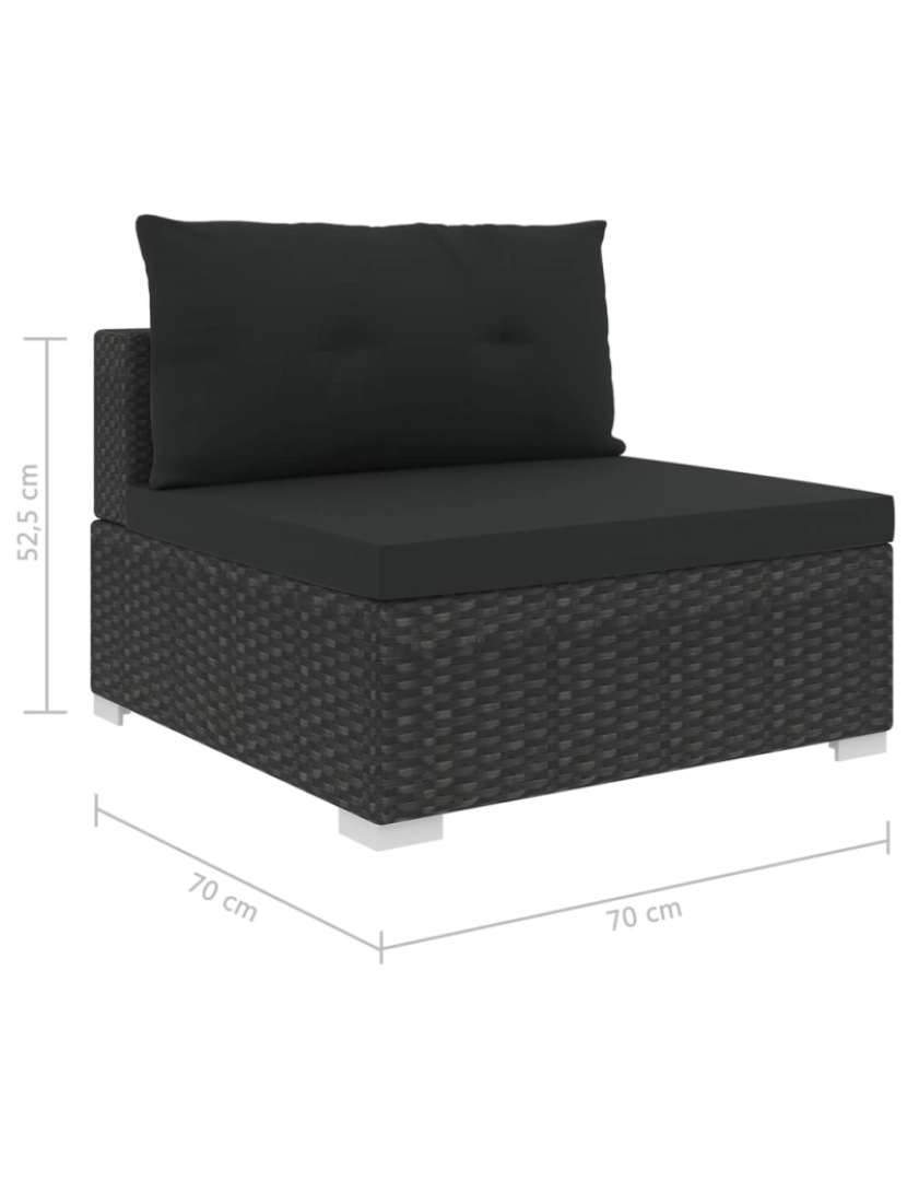 imagem de vidaXL 10 pcs conjunto lounge de jardim c/ almofadões vime PE preto11