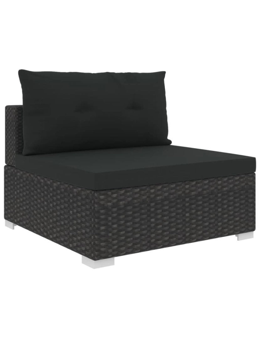 imagem de vidaXL 10 pcs conjunto lounge de jardim c/ almofadões vime PE preto7