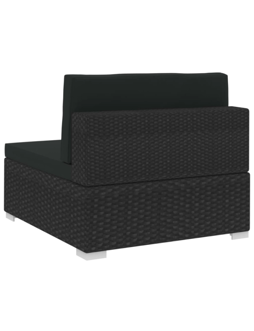 imagem de vidaXL Conjunto sofás de jardim c/ almofadões 4 pcs vime PE preto10