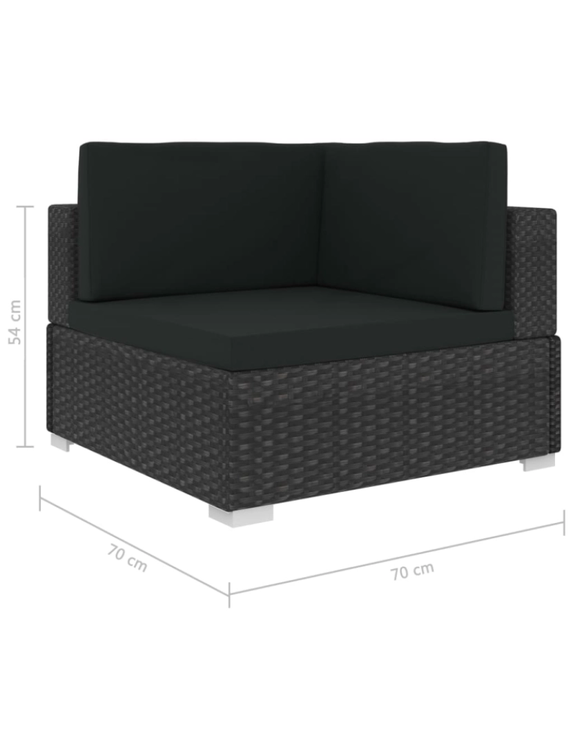 imagem de vidaXL Conjunto sofás de jardim c/ almofadões 4 pcs vime PE preto11