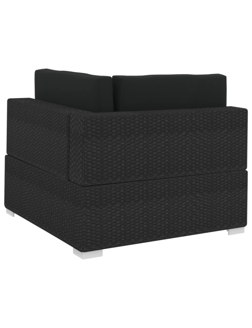 imagem de vidaXL Conjunto sofás de jardim c/ almofadões 4 pcs vime PE preto7