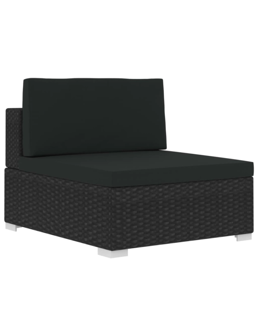 imagem de vidaXL Conjunto sofás de jardim c/ almofadões 4 pcs vime PE preto8