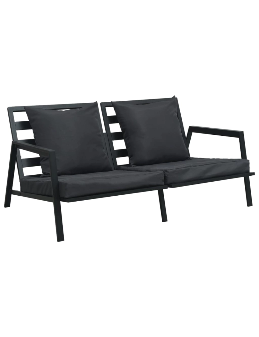 imagem de vidaXL 4 pcs conj. lounge jardim + almofadões alumínio cinzento-escuro3