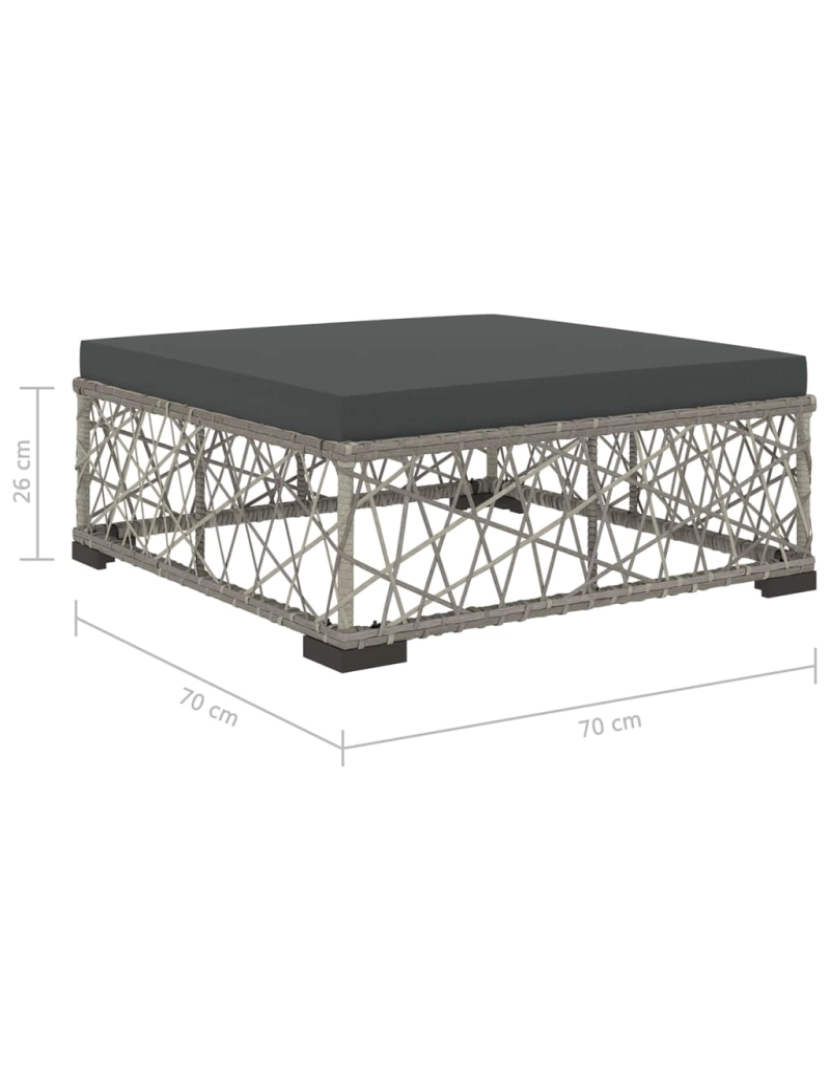 imagem de vidaXL 6 pcs conjunto lounge de jardim c/ almofadões vime PE cinzento11