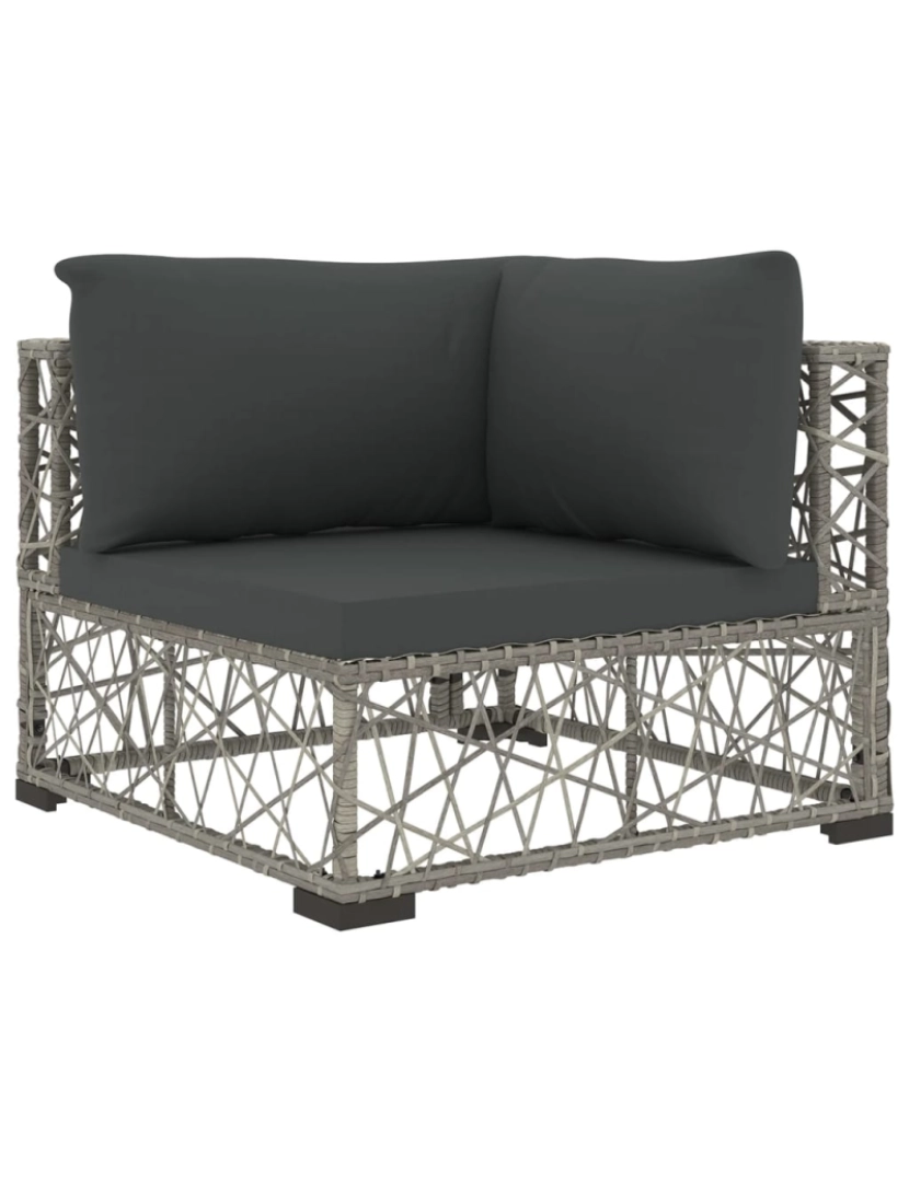 imagem de vidaXL 6 pcs conjunto lounge de jardim c/ almofadões vime PE cinzento5