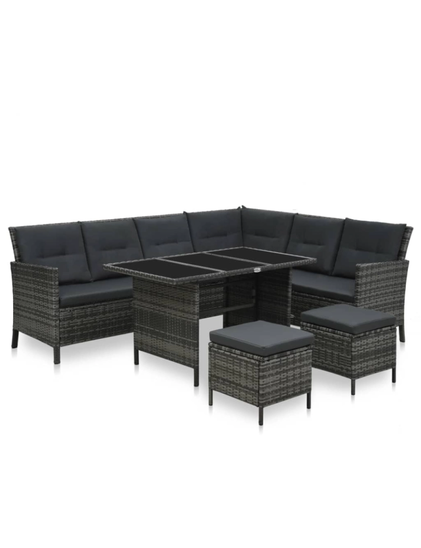 Vidaxl - vidaXL Conjunto lounge de jardim c/ almofadões 4 pcs vime PE cinzento