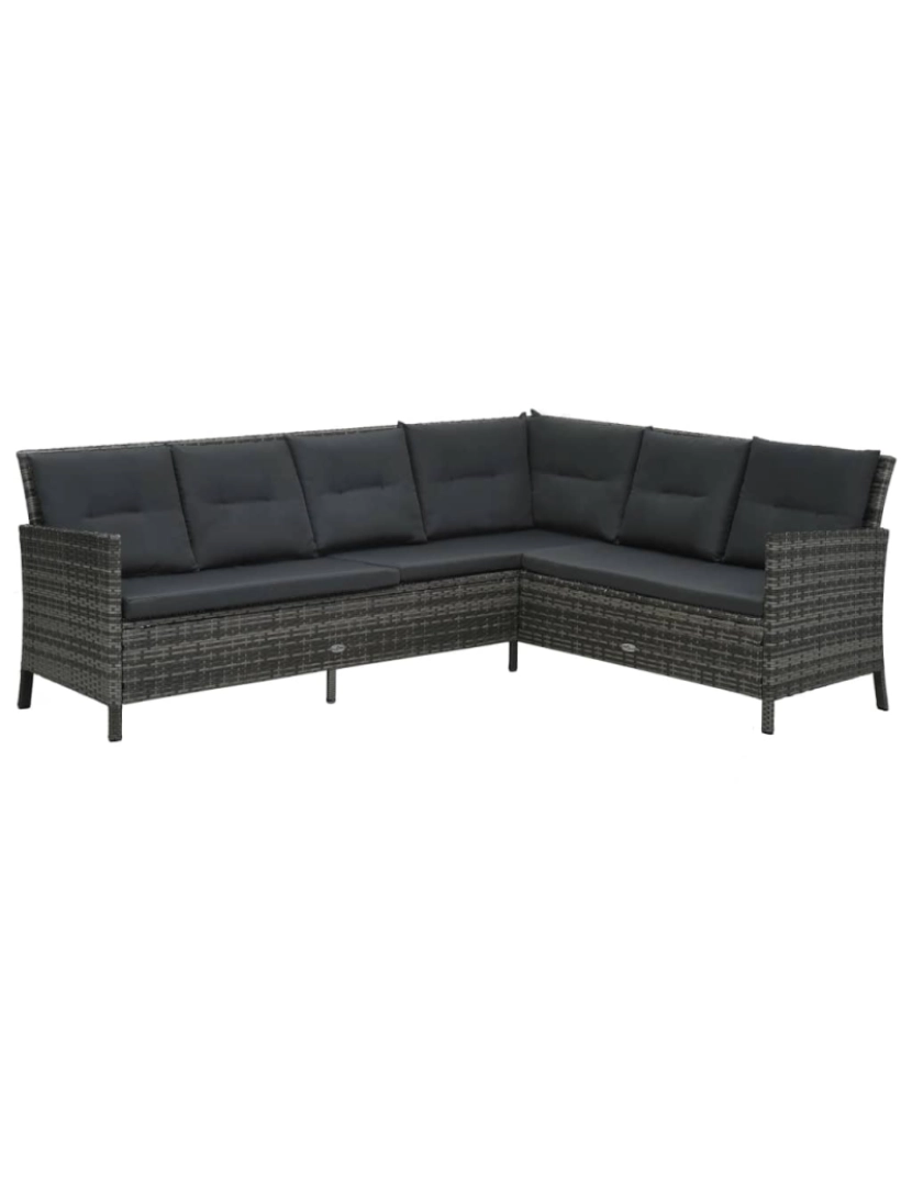 imagem de vidaXL Conjunto lounge de jardim c/ almofadões 4 pcs vime PE cinzento3