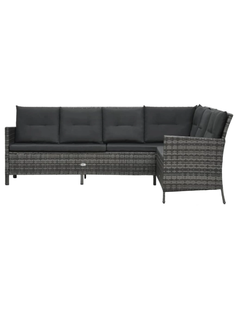 imagem de vidaXL Conjunto lounge de jardim c/ almofadões 4 pcs vime PE cinzento4