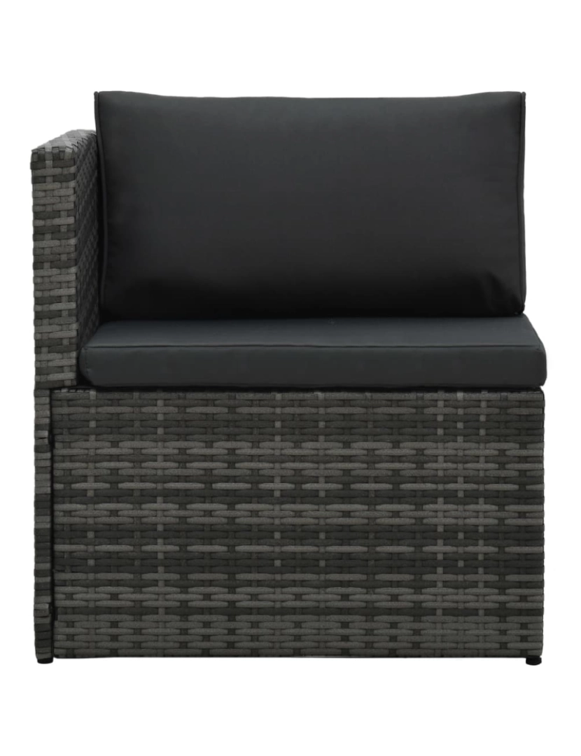 imagem de vidaXL 5 pcs conjunto lounge de jardim c/ almofadões vime PE cinzento8