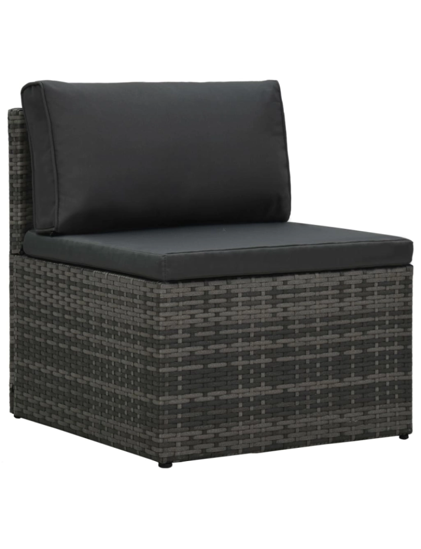 imagem de vidaXL 5 pcs conjunto lounge de jardim c/ almofadões vime PE cinzento9