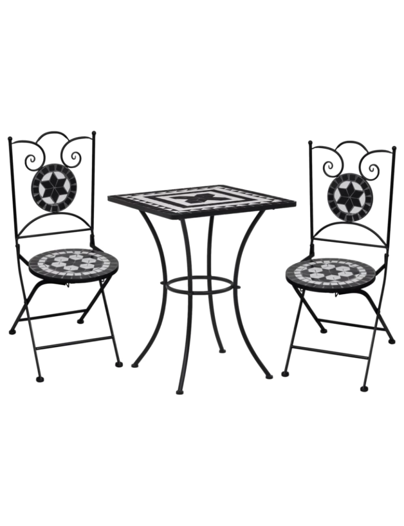 Vidaxl - vidaXL 3 pcs conjunto bistro em mosaico azulejos cerâmica preto/branco