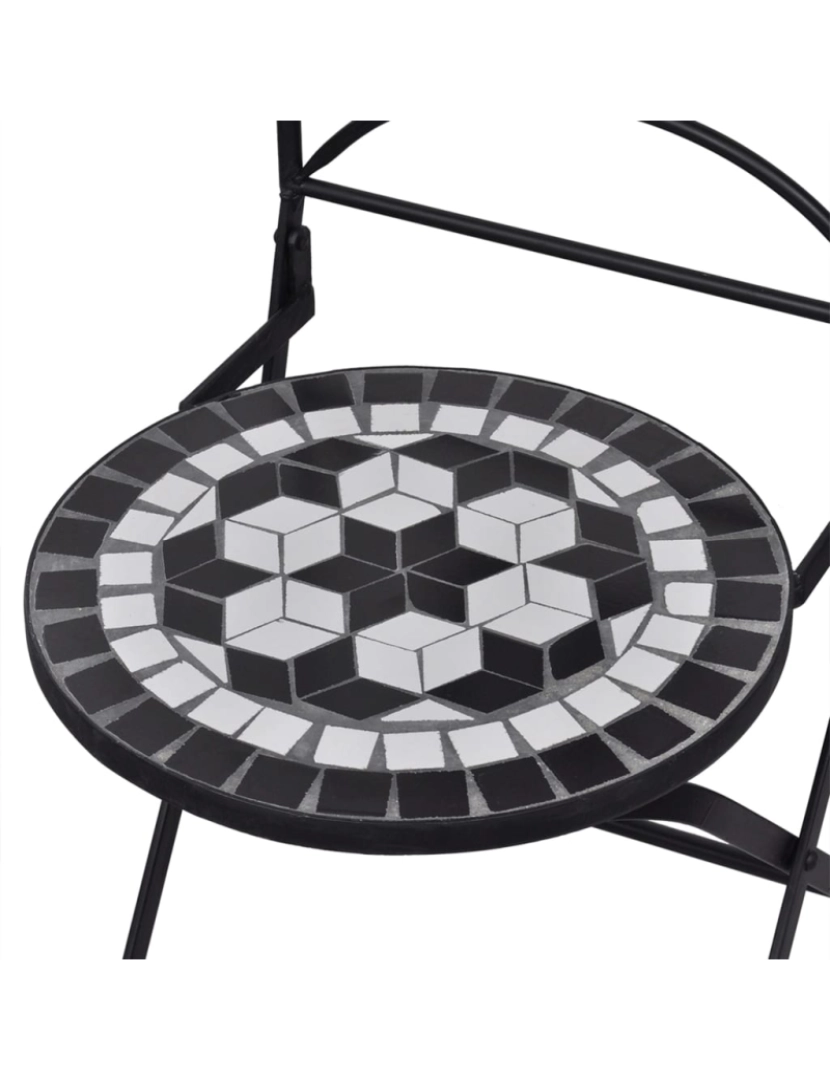 imagem de vidaXL 3 pcs conjunto bistro em mosaico azulejos cerâmica preto/branco10