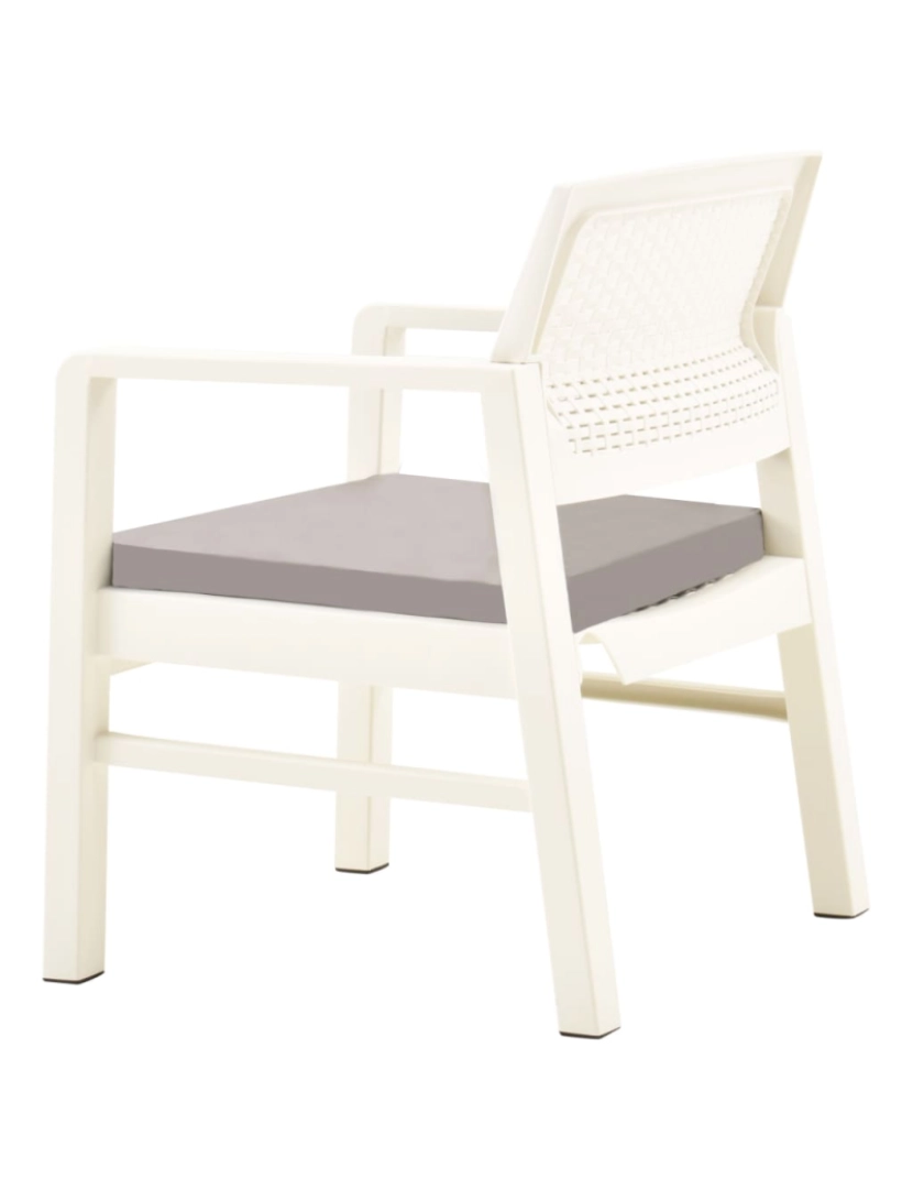 imagem de vidaXL 3 pcs conjunto lounge de jardim com almofadões plástico branco7