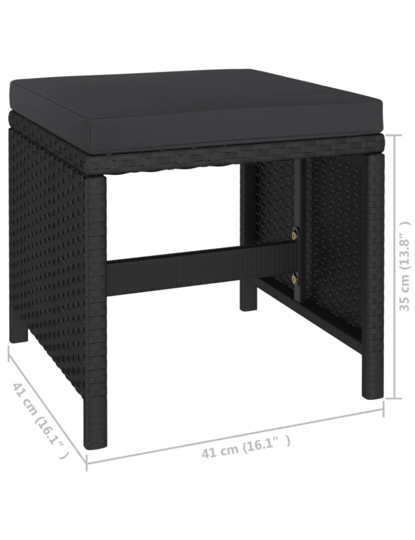 imagem de vidaXL 6 pcs conjunto jantar exterior com almofadões vime PE preto9