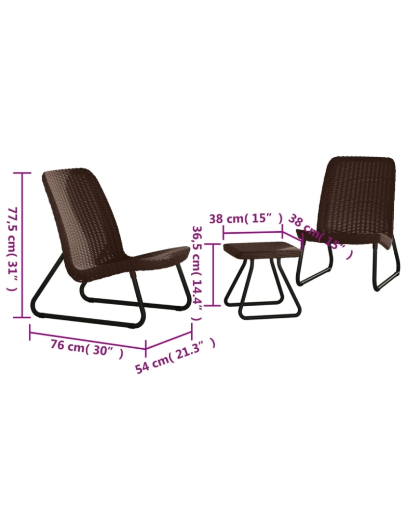 imagem de Keter Conjunto de mobiliário de pátio 3 pcs Rio cappuccino 2181576