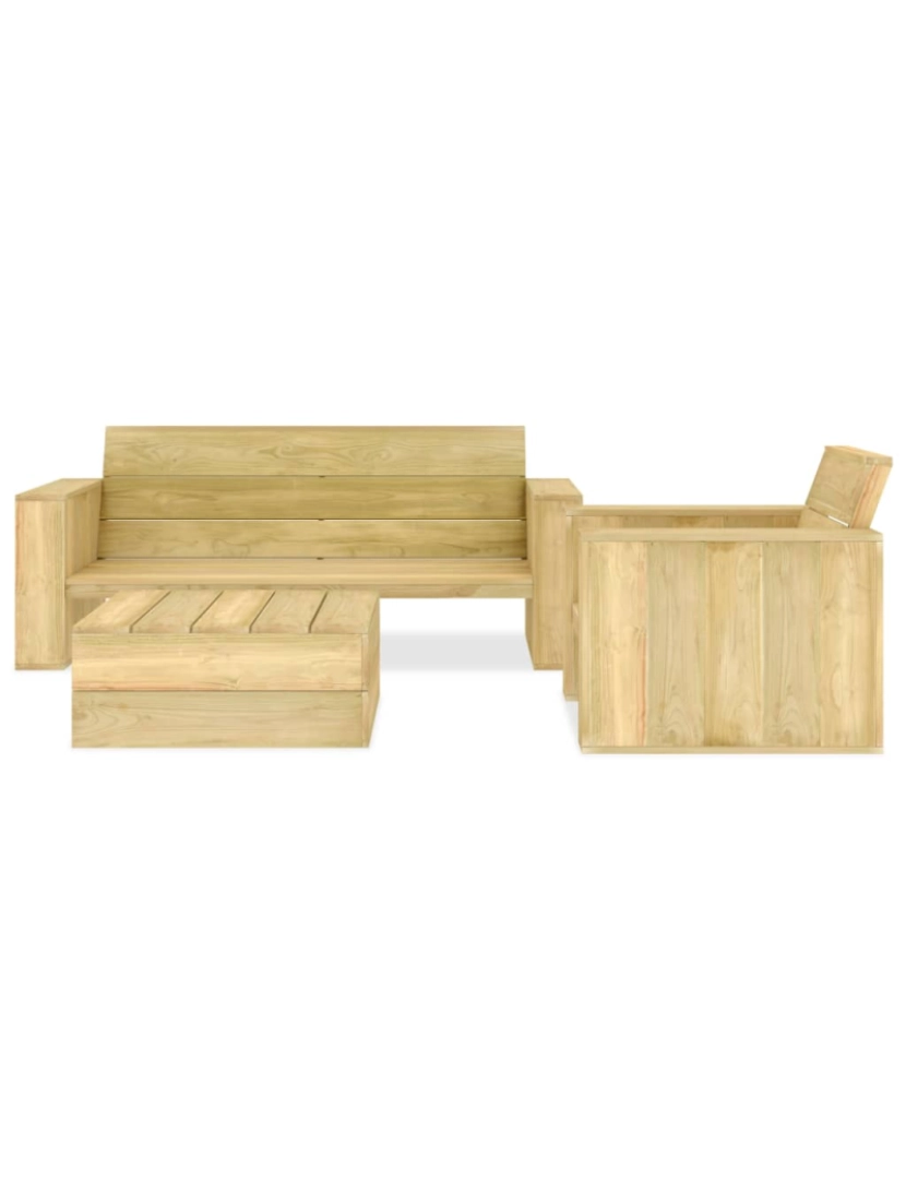 imagem de vidaXL 3 pcs conjunto lounge de jardim madeira de pinho impregnada3