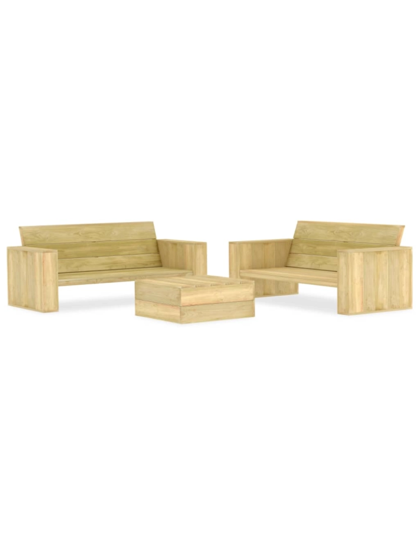 imagem de vidaXL 3 pcs conjunto móveis jardim madeira de pinho impregnada2