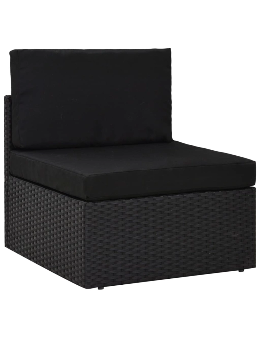 imagem de vidaXL 4 pcs conjunto lounge para jardim vime PE preto10