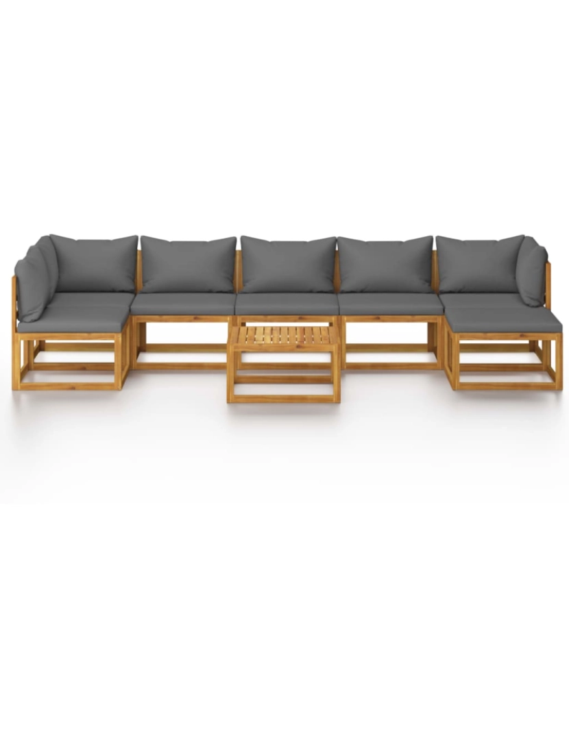 imagem de vidaXL 8 pcs conjunto lounge de jardim com almofadões acácia maciça4