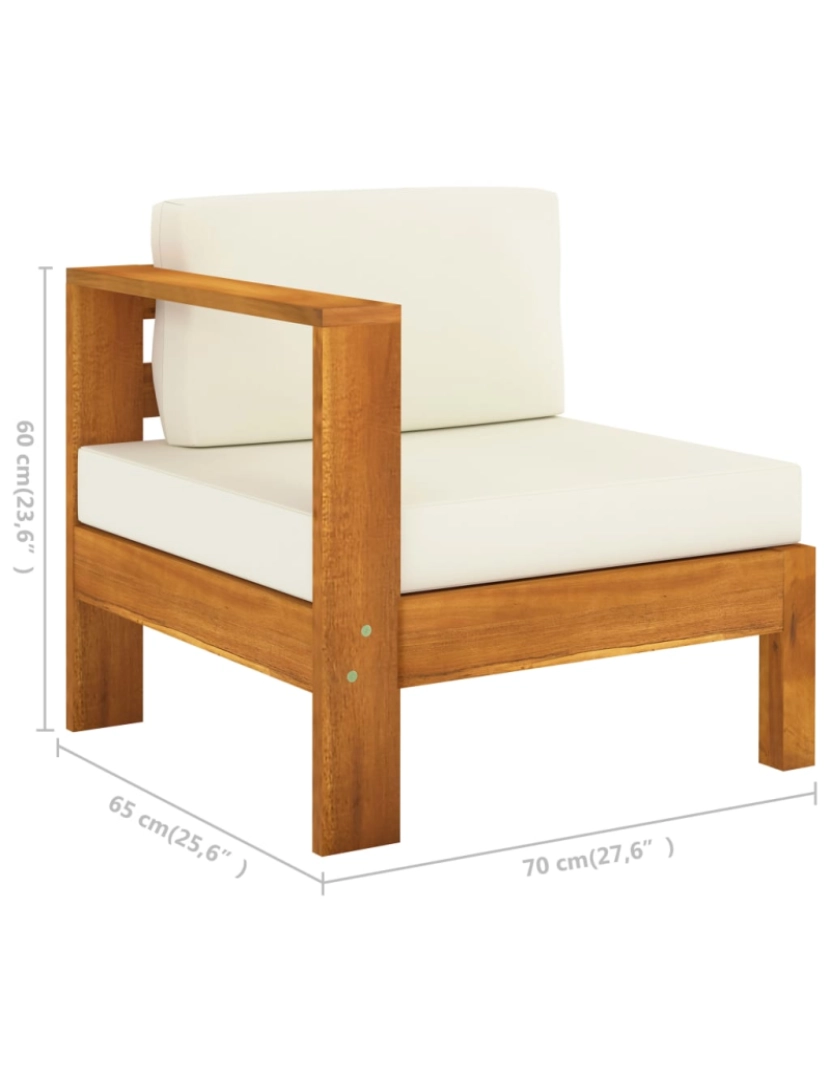 imagem de vidaXL 6 pcs conj. lounge de jardim c/ almofadões branco nata acácia10