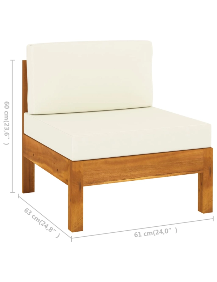 imagem de vidaXL 6 pcs conj. lounge de jardim c/ almofadões branco nata acácia11