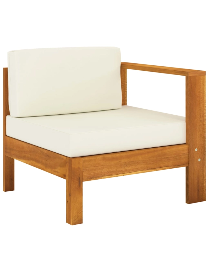 imagem de vidaXL 6 pcs conj. lounge de jardim c/ almofadões branco nata acácia5