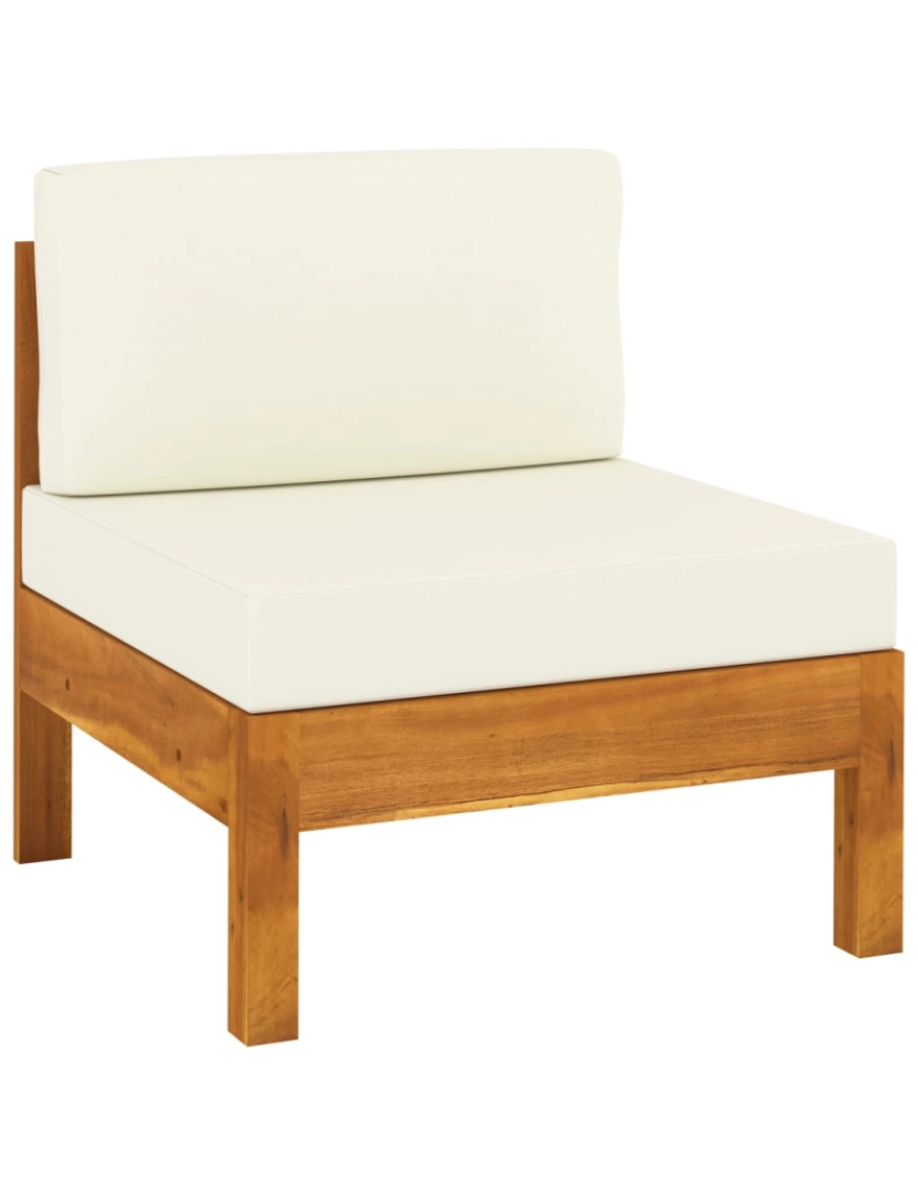 imagem de vidaXL 6 pcs conj. lounge de jardim c/ almofadões branco nata acácia6