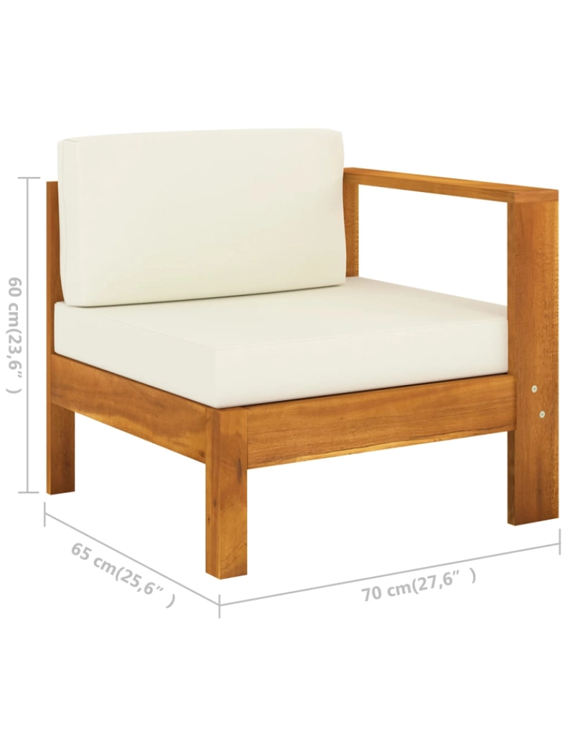 imagem de vidaXL 6 pcs conj. lounge de jardim c/ almofadões branco nata acácia9