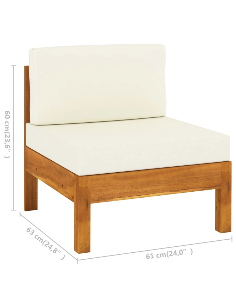 imagem de vidaXL 7 pcs conj. lounge de jardim c/ almofadões branco nata acácia11